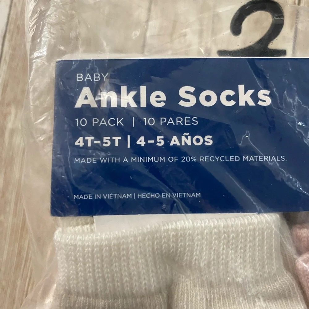 🆕 10-Pack Old Navy Toddler Girls Unisex Ankle Socks 4T/5T Pink